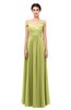 ColsBM Lilith Linden Green Bridesmaid Dresses Off The Shoulder Pleated Short Sleeve Romantic Zip up A-line