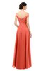 ColsBM Lilith Living Coral Bridesmaid Dresses Off The Shoulder Pleated Short Sleeve Romantic Zip up A-line