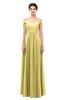 ColsBM Lilith Misted Yellow Bridesmaid Dresses Off The Shoulder Pleated Short Sleeve Romantic Zip up A-line