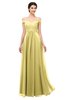 ColsBM Lilith Misted Yellow Bridesmaid Dresses Off The Shoulder Pleated Short Sleeve Romantic Zip up A-line
