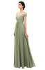 ColsBM Lilith Moss Green Bridesmaid Dresses Off The Shoulder Pleated Short Sleeve Romantic Zip up A-line