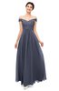 ColsBM Lilith Nightshadow Blue Bridesmaid Dresses Off The Shoulder Pleated Short Sleeve Romantic Zip up A-line