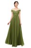 ColsBM Lilith Olive Green Bridesmaid Dresses Off The Shoulder Pleated Short Sleeve Romantic Zip up A-line
