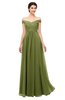 ColsBM Lilith Olive Green Bridesmaid Dresses Off The Shoulder Pleated Short Sleeve Romantic Zip up A-line