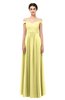 ColsBM Lilith Pastel Yellow Bridesmaid Dresses Off The Shoulder Pleated Short Sleeve Romantic Zip up A-line