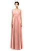 ColsBM Lilith Peach Bridesmaid Dresses Off The Shoulder Pleated Short Sleeve Romantic Zip up A-line