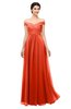 ColsBM Lilith Persimmon Bridesmaid Dresses Off The Shoulder Pleated Short Sleeve Romantic Zip up A-line