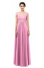 ColsBM Lilith Pink Bridesmaid Dresses Off The Shoulder Pleated Short Sleeve Romantic Zip up A-line