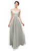 ColsBM Lilith Platinum Bridesmaid Dresses Off The Shoulder Pleated Short Sleeve Romantic Zip up A-line