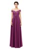 ColsBM Lilith Raspberry Bridesmaid Dresses Off The Shoulder Pleated Short Sleeve Romantic Zip up A-line