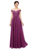 ColsBM Lilith Raspberry Bridesmaid Dresses Off The Shoulder Pleated Short Sleeve Romantic Zip up A-line