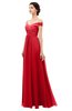 ColsBM Lilith Red Bridesmaid Dresses Off The Shoulder Pleated Short Sleeve Romantic Zip up A-line