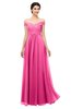 ColsBM Lilith Rose Pink Bridesmaid Dresses Off The Shoulder Pleated Short Sleeve Romantic Zip up A-line