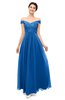 ColsBM Lilith Royal Blue Bridesmaid Dresses Off The Shoulder Pleated Short Sleeve Romantic Zip up A-line