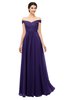 ColsBM Lilith Royal Purple Bridesmaid Dresses Off The Shoulder Pleated Short Sleeve Romantic Zip up A-line