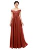 ColsBM Lilith Rust Bridesmaid Dresses Off The Shoulder Pleated Short Sleeve Romantic Zip up A-line
