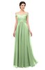 ColsBM Lilith Sage Green Bridesmaid Dresses Off The Shoulder Pleated Short Sleeve Romantic Zip up A-line