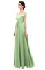 ColsBM Lilith Sage Green Bridesmaid Dresses Off The Shoulder Pleated Short Sleeve Romantic Zip up A-line