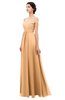 ColsBM Lilith Salmon Buff Bridesmaid Dresses Off The Shoulder Pleated Short Sleeve Romantic Zip up A-line
