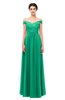 ColsBM Lilith Sea Green Bridesmaid Dresses Off The Shoulder Pleated Short Sleeve Romantic Zip up A-line