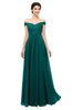 ColsBM Lilith Shaded Spruce Bridesmaid Dresses Off The Shoulder Pleated Short Sleeve Romantic Zip up A-line