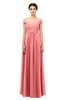 ColsBM Lilith Shell Pink Bridesmaid Dresses Off The Shoulder Pleated Short Sleeve Romantic Zip up A-line