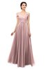 ColsBM Lilith Silver Pink Bridesmaid Dresses Off The Shoulder Pleated Short Sleeve Romantic Zip up A-line