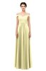 ColsBM Lilith Soft Yellow Bridesmaid Dresses Off The Shoulder Pleated Short Sleeve Romantic Zip up A-line