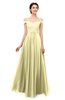 ColsBM Lilith Soft Yellow Bridesmaid Dresses Off The Shoulder Pleated Short Sleeve Romantic Zip up A-line