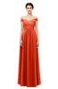 ColsBM Lilith Tangerine Tango Bridesmaid Dresses Off The Shoulder Pleated Short Sleeve Romantic Zip up A-line