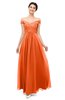 ColsBM Lilith Tangerine Bridesmaid Dresses Off The Shoulder Pleated Short Sleeve Romantic Zip up A-line