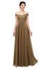 ColsBM Lilith Truffle Bridesmaid Dresses Off The Shoulder Pleated Short Sleeve Romantic Zip up A-line