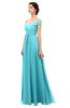 ColsBM Lilith Turquoise Bridesmaid Dresses Off The Shoulder Pleated Short Sleeve Romantic Zip up A-line