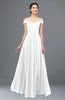 ColsBM Lilith White Bridesmaid Dresses Off The Shoulder Pleated Short Sleeve Romantic Zip up A-line
