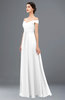 ColsBM Lilith White Bridesmaid Dresses Off The Shoulder Pleated Short Sleeve Romantic Zip up A-line