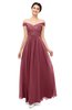 ColsBM Lilith Wine Bridesmaid Dresses Off The Shoulder Pleated Short Sleeve Romantic Zip up A-line