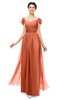 ColsBM Paula Persimmon Bridesmaid Dresses Zipper Sexy Beaded Floor Length Short Sleeve Spaghetti