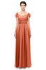 ColsBM Paula Persimmon Bridesmaid Dresses Zipper Sexy Beaded Floor Length Short Sleeve Spaghetti