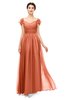 ColsBM Paula Persimmon Bridesmaid Dresses Zipper Sexy Beaded Floor Length Short Sleeve Spaghetti