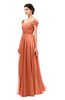 ColsBM Paula Persimmon Bridesmaid Dresses Zipper Sexy Beaded Floor Length Short Sleeve Spaghetti