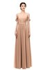 ColsBM Elwyn Almost Apricot Bridesmaid Dresses Floor Length Pleated V-neck Romantic Backless A-line