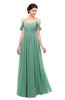 ColsBM Elwyn Beryl Green Bridesmaid Dresses Floor Length Pleated V-neck Romantic Backless A-line