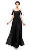 ColsBM Elwyn Black Bridesmaid Dresses Floor Length Pleated V-neck Romantic Backless A-line