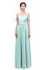 ColsBM Elwyn Blue Glass Bridesmaid Dresses Floor Length Pleated V-neck Romantic Backless A-line