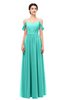 ColsBM Elwyn Blue Turquoise Bridesmaid Dresses Floor Length Pleated V-neck Romantic Backless A-line