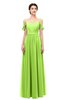 ColsBM Elwyn Bright Green Bridesmaid Dresses Floor Length Pleated V-neck Romantic Backless A-line