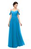 ColsBM Elwyn Cornflower Blue Bridesmaid Dresses Floor Length Pleated V-neck Romantic Backless A-line