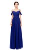 ColsBM Elwyn Electric Blue Bridesmaid Dresses Floor Length Pleated V-neck Romantic Backless A-line
