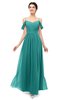 ColsBM Elwyn Emerald Green Bridesmaid Dresses Floor Length Pleated V-neck Romantic Backless A-line