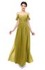 ColsBM Elwyn Golden Olive Bridesmaid Dresses Floor Length Pleated V-neck Romantic Backless A-line